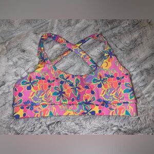 NWOT Kulani Kinis Active Cross Back Crop Top Pink Aurora Large